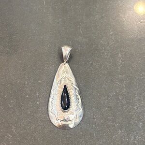 Vintage Native American sterling silver and onyx pendant